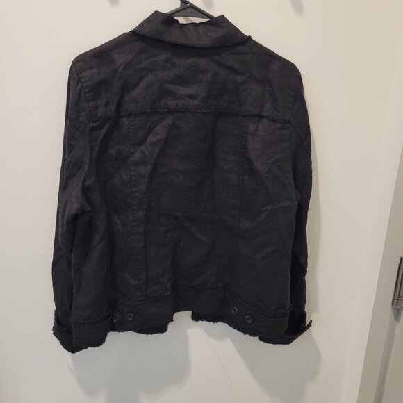NWT! - Black Two Palms Linen Raw-Edge Jacket - Tommy Bahama - Size: Medium - Picture 4 of 7